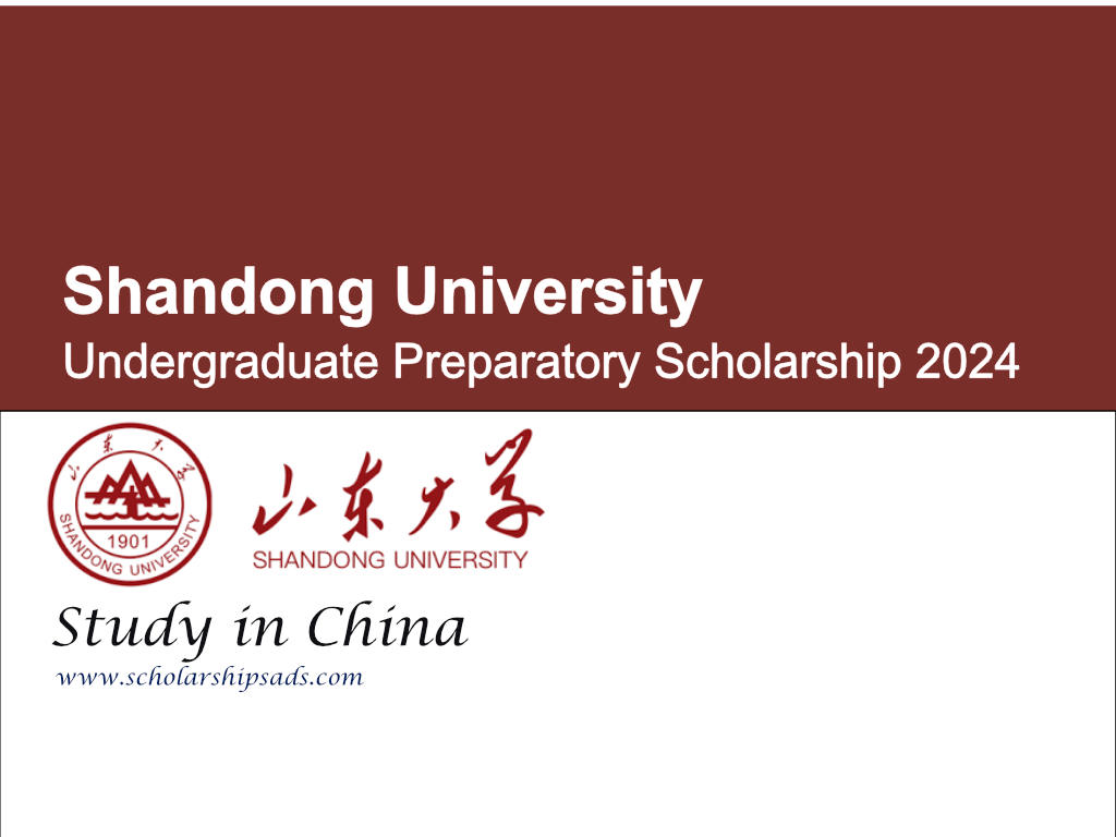 Shandong University 2024 Undergraduate Preparatory Scholarships.