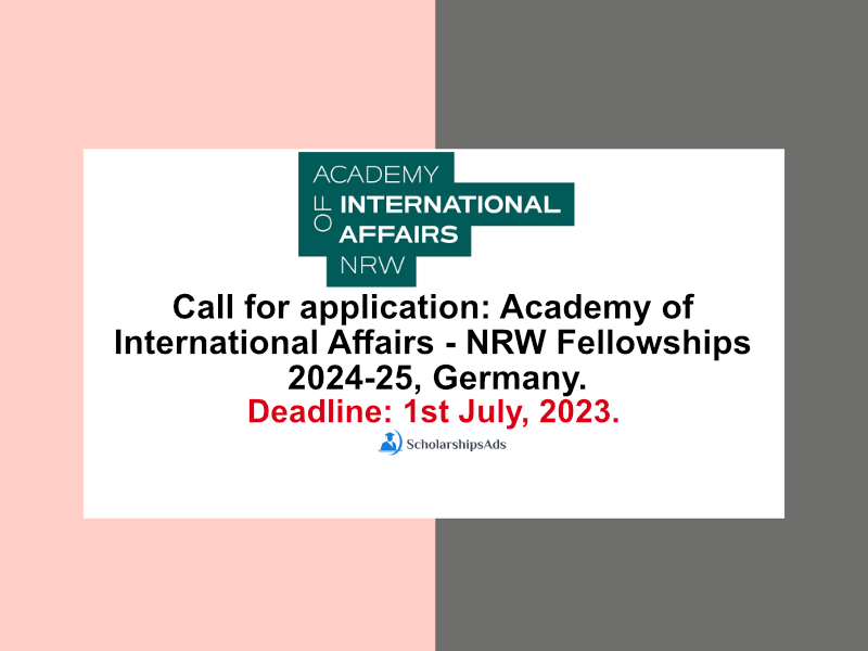 Call for application: Academy of International Affairs - NRW Fellowships 2024-25, Germany.