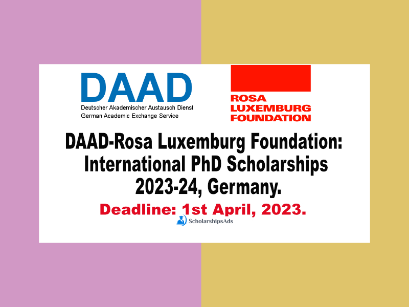 DAAD-Rosa Luxemburg Foundation: International PhD Scholarships.