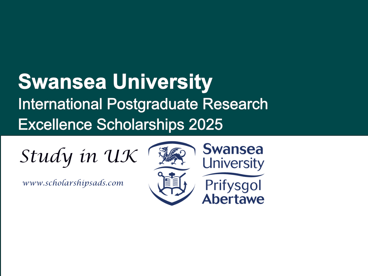 Swansea University UK International Postgraduate Research Excellence Scholarships.