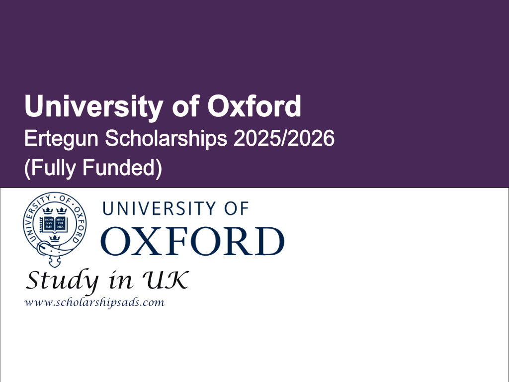 University of Oxford Ertegun Scholarships.
