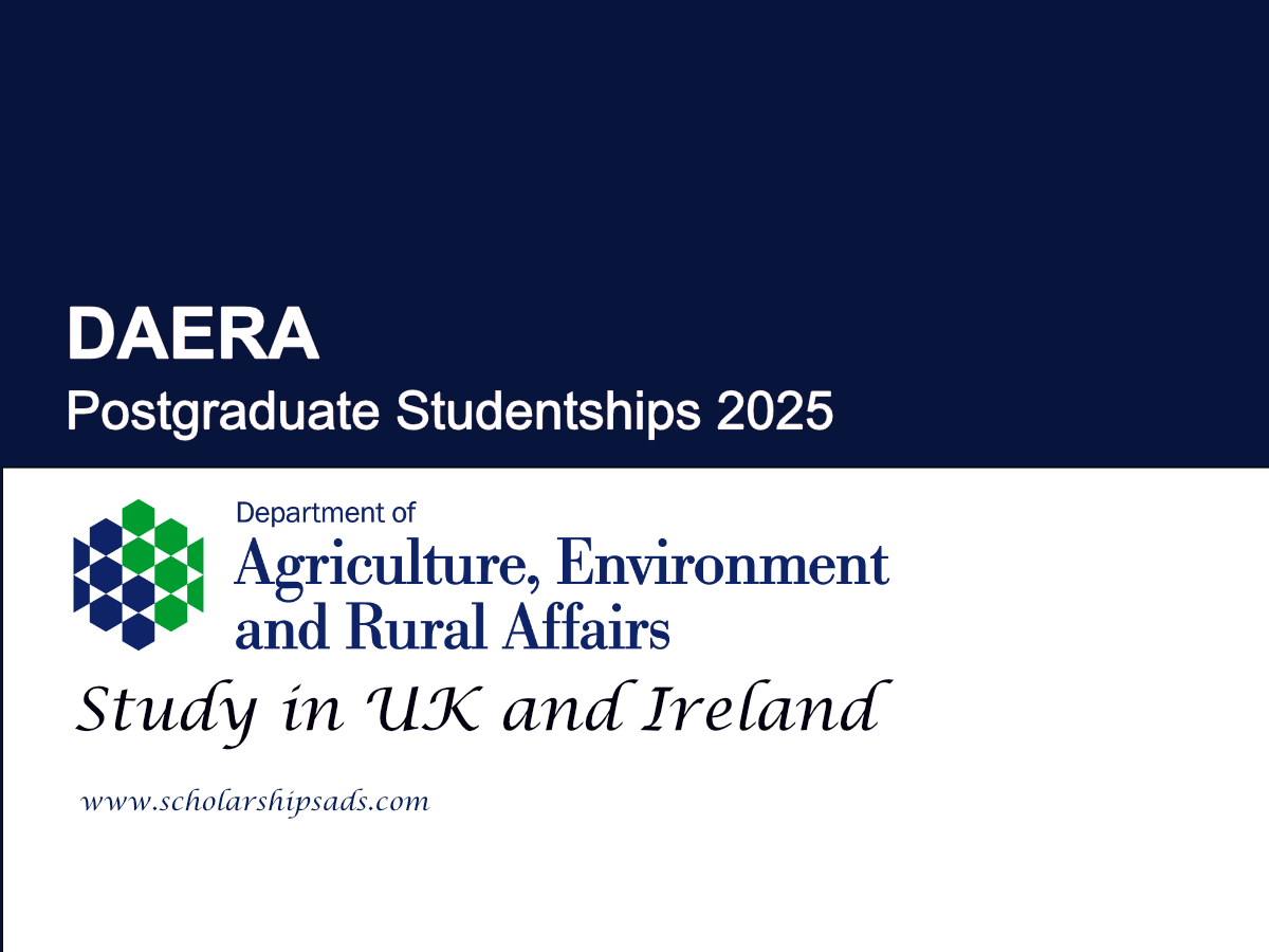 DAERA UK and Ireland Postgraduate Studentships 2025 (Fully Funded)