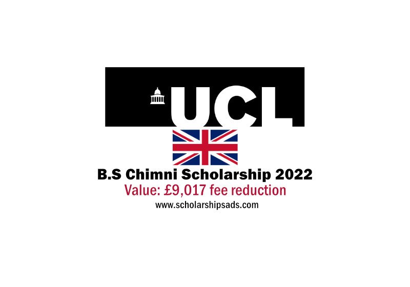 University College London UK B.S Chimni Scholarships.