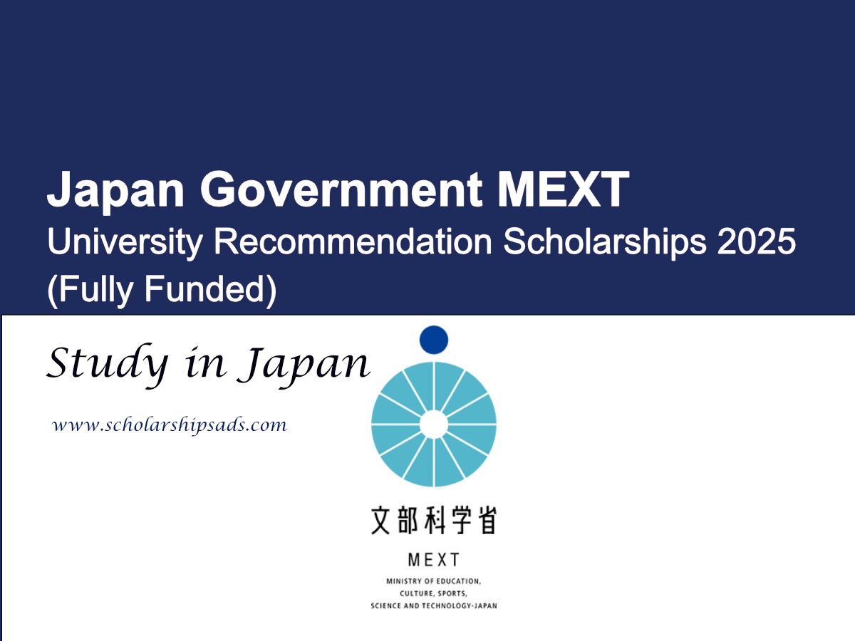 Japan Government MEXT University Recommendation Scholarships.