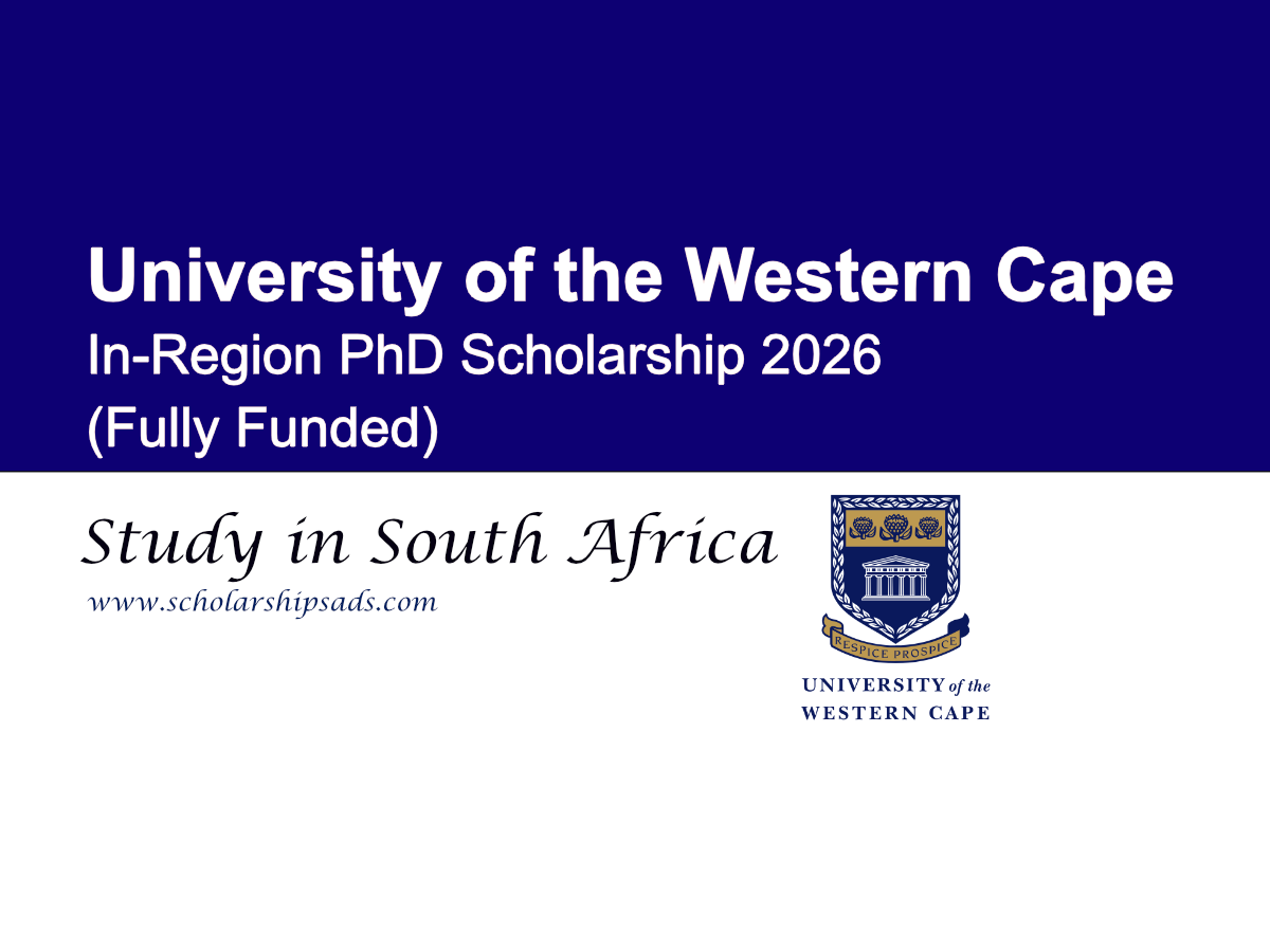 University of the Western Cape (UWC) South Africa In-Region PhD Scholarships.